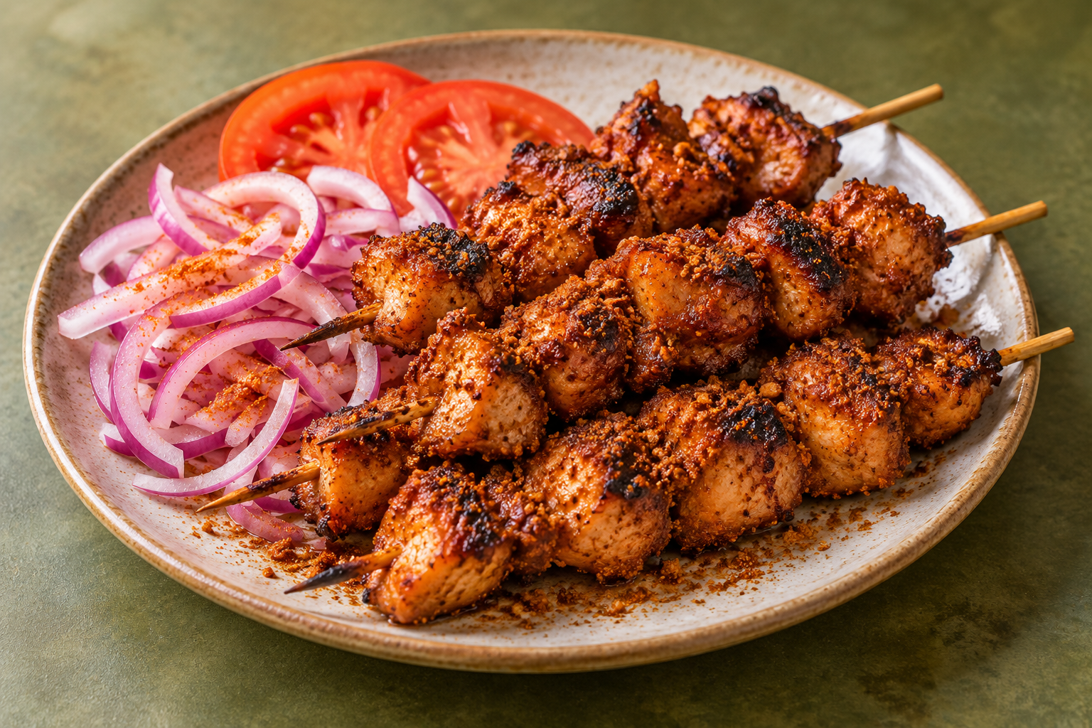 Illustrative food photo for Suya chicken platter